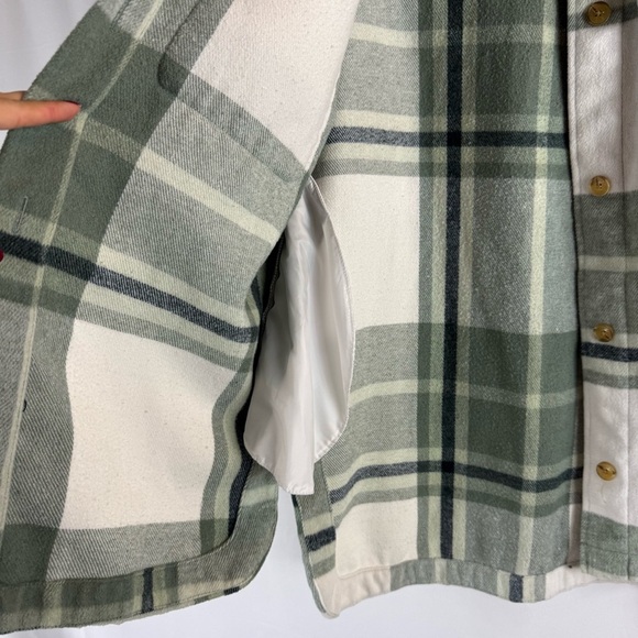 Banana Republic Women's Plaid Flannel Shirt Jacket, Black/Green/Brow - Picture 7 of 15